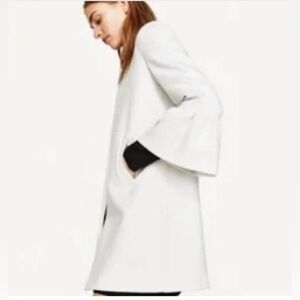 Zara Basic White Cream Bell-Sleeve Longline Coat L
